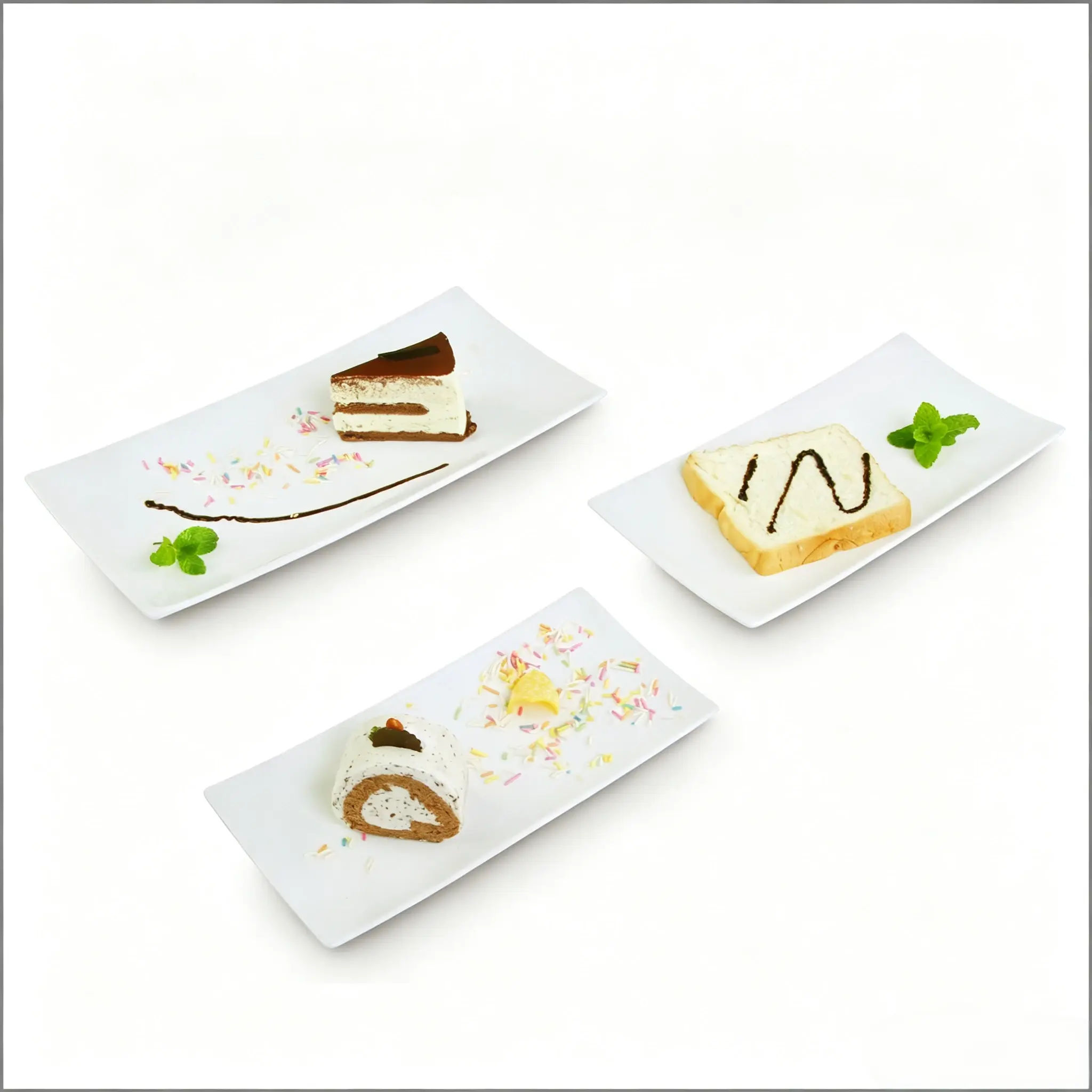 Wholesale ceramic Food Grade White Rectangular Ceramic Plate For Bakery for Horeca bulk buyers